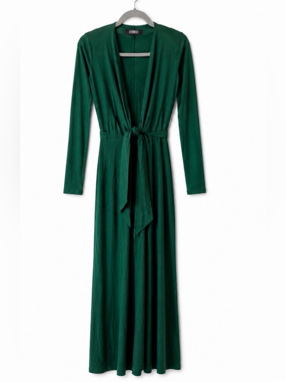 Reformation Aria Tie Front Maxi Long Sleeve Dress Emerald Green Sz Small - Picture 5 of 9